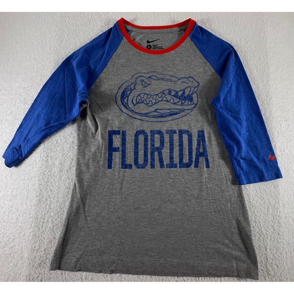 Nike Tops - Nike Florida Gators‎ 3/4 Sleeve Shirt Womens Gray Blue Slim Fit Football